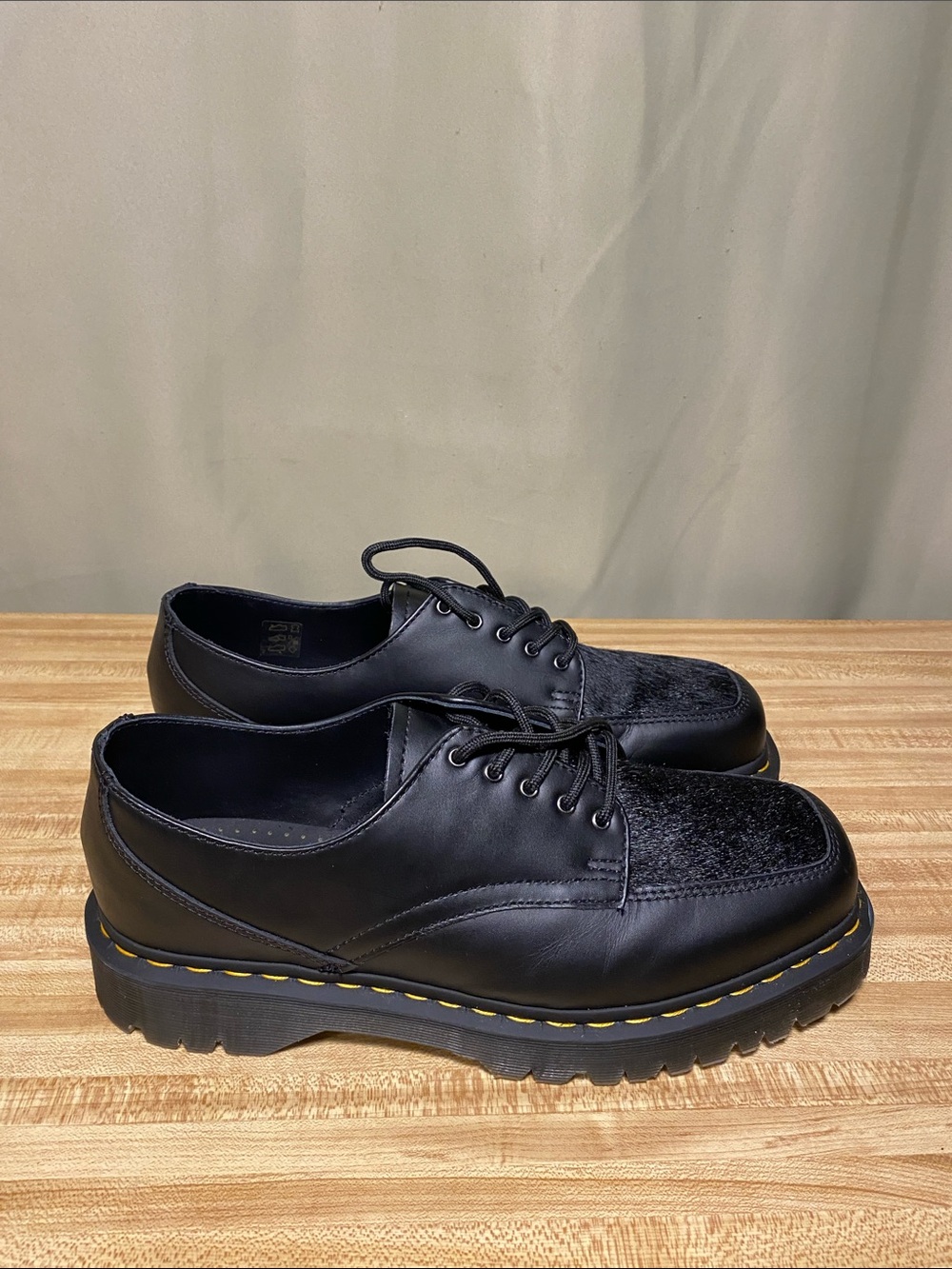 Dr Martens 5 Eye Bex Square Toe PNY Hair-on Leather Shoes  Black Mens 11/WMNS 12